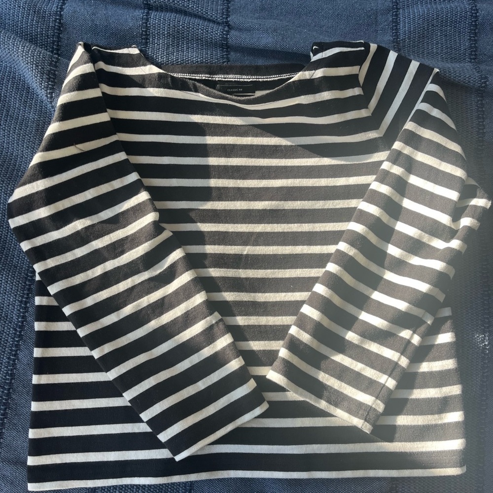 J. Crew women’s Long Sleeve Black and White Striped Tee